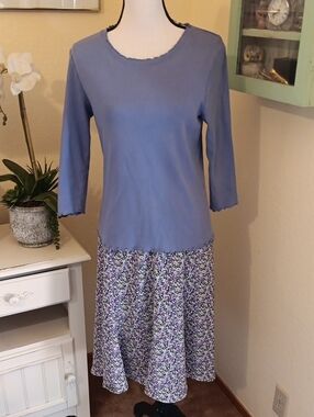 Appleseed's BUNDLE: Skirt Set With Solid Top And Lavender and Black Floral Skirt